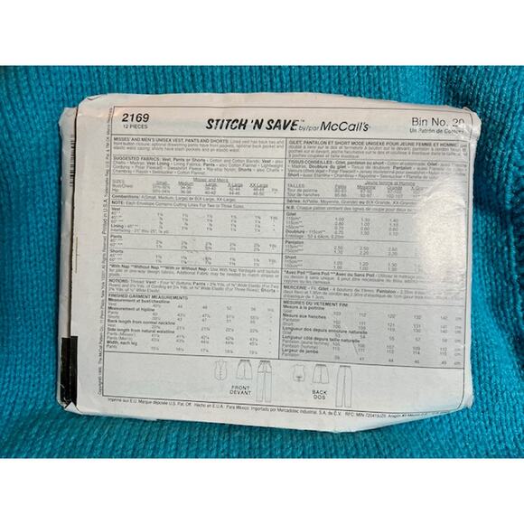 McCalls sewing pattern 2169 vest pants shorts - Picture 3 of 5